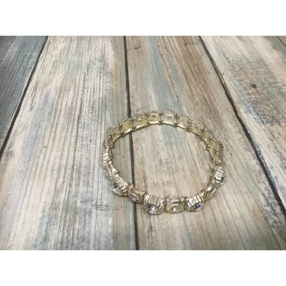 Light Gold Toned Rhinestone Bracelet - Picture 3 of 4